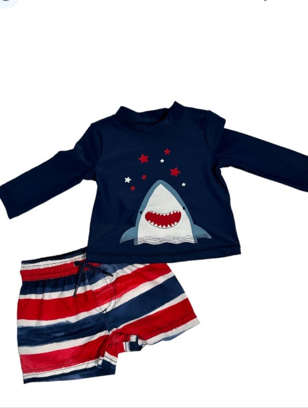NWT Carter's Just One You Rash Guard Swim Shorts & Top Set UPF 50 Patriotic